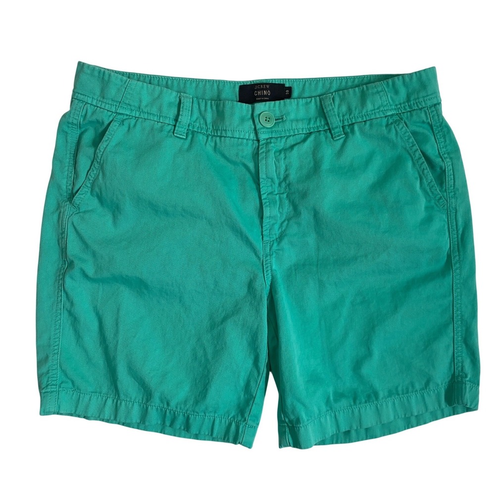 J.Crew Womens Kelly Green Cotton Chino Shorts Mid Rise Size 10 E8487